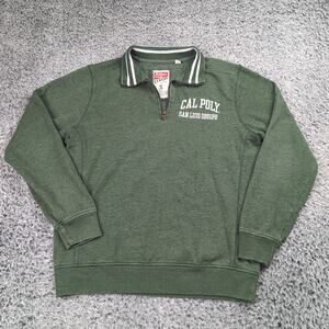 Cal Poly Mustangs Sweater Adult Small Green Quarter Zip Up Fleece Casual Preppy